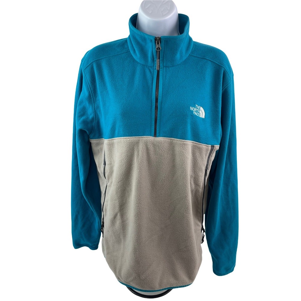 The North Face Sweater Mens Medium Blue Gray Quarter Zip Fleece Pullover